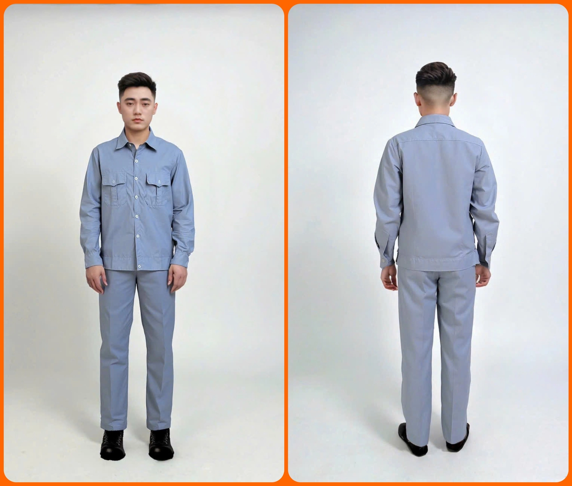 QUẦN ÁO XÁM CÔNG NHÂN VẢI KAKI CHÉO 2.1 DN05