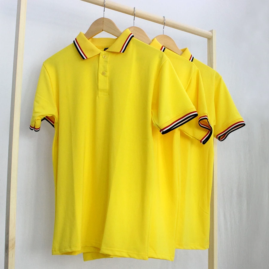 Áo Thun Có Cổ Cá Sấu 4 Chiều Polo Màu Vàng Phối Cổ Và Bo Tay 3 Sọc