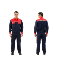 QUẦN ÁO BẢO HỘ MÀU TÍM THAN PHỐI ĐỎ DN14
