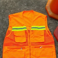 ÁO GHILE PHẢN QUANG 3K 6 túi MÀU CAM